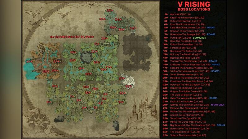 Гайд по боссам в V Rising — карта боссов, где найти и как победить всех сильных врагов (обновляется)