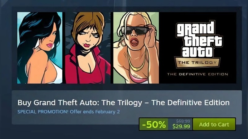 Сборник  GTA: The Trilogy — The Definitive Edition вышел в Steam. Он не продаётся в России
